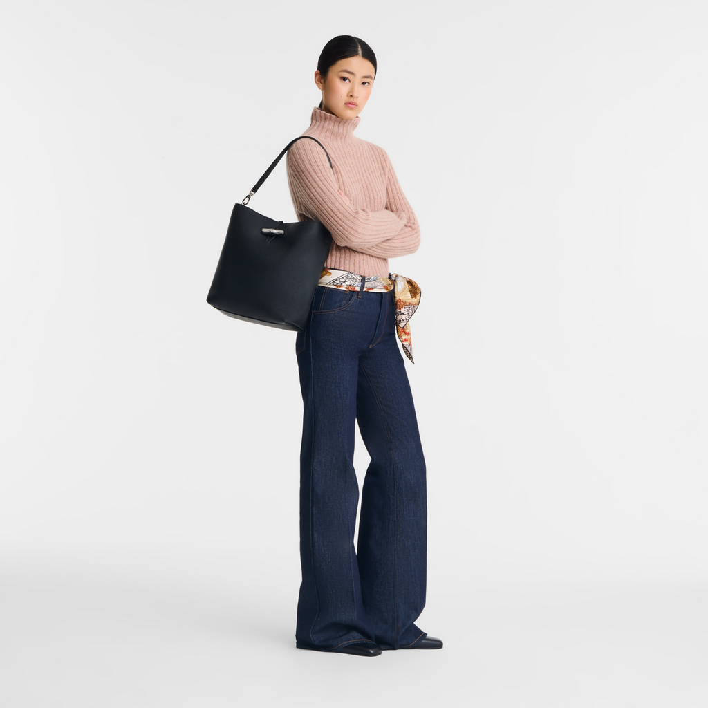 Longchamp Le Roseau M Hobo Bag - Black