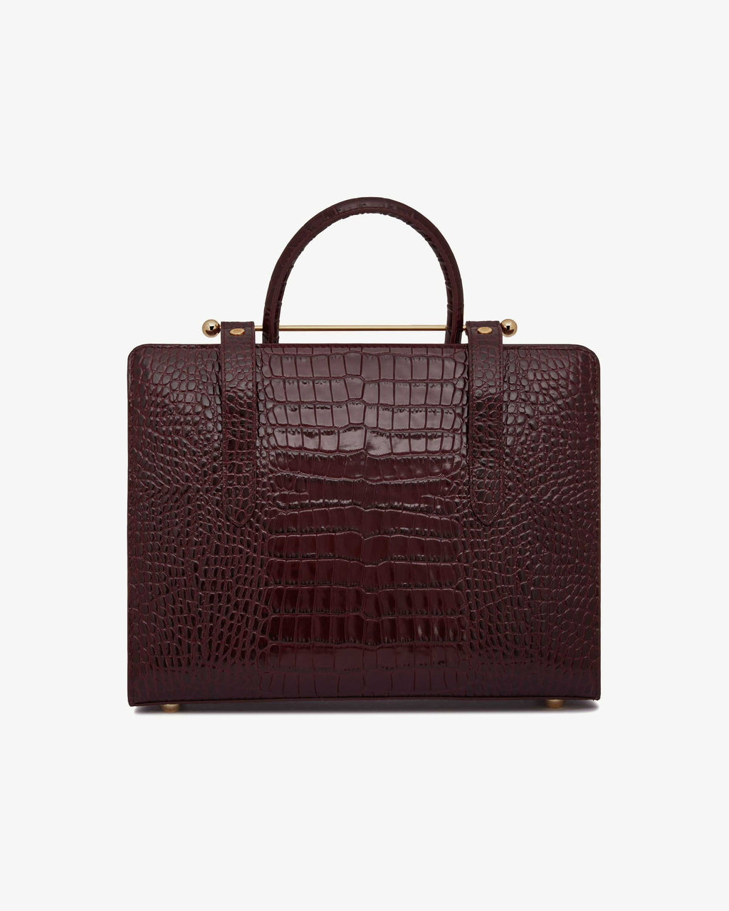 Strathberry Midi Tote - Burgundy Croc-Embossed
