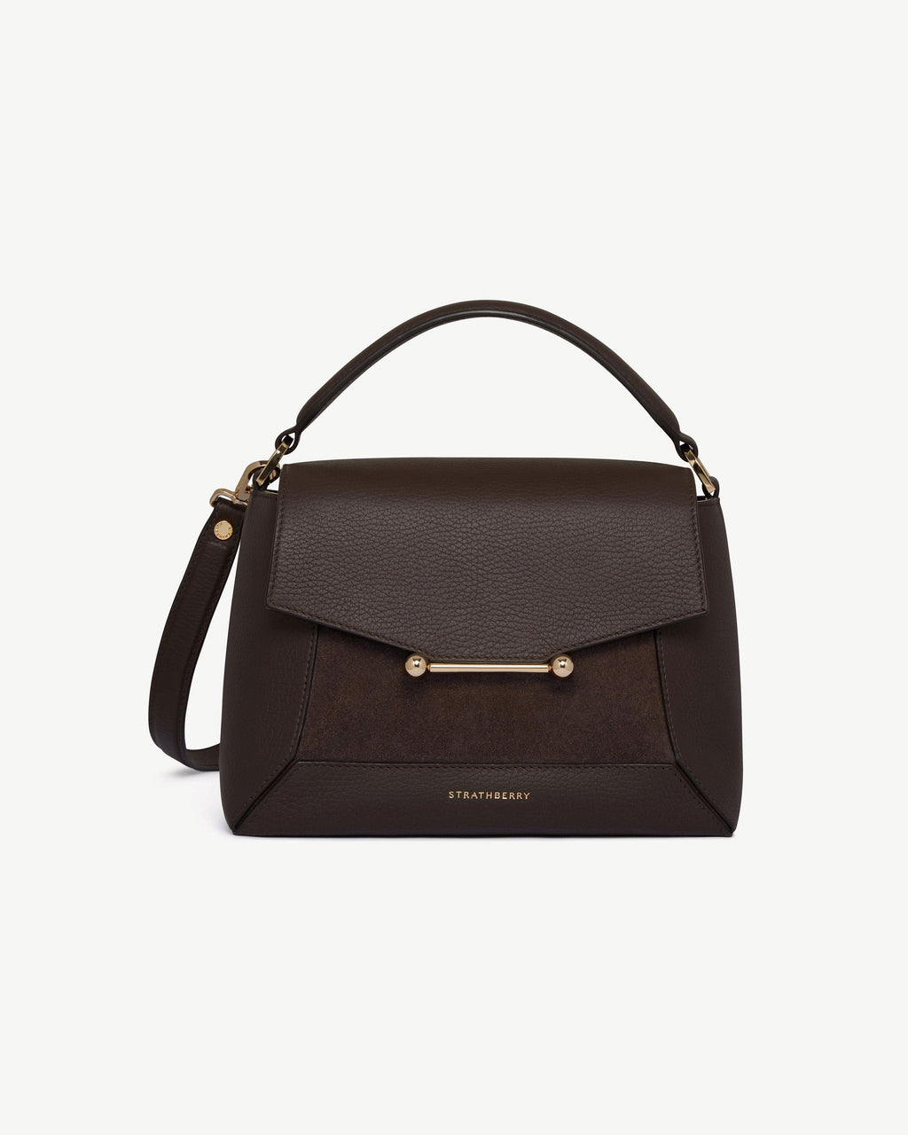 Strathberry Mosaic Bag - Dark Chocolate Suede / Leather