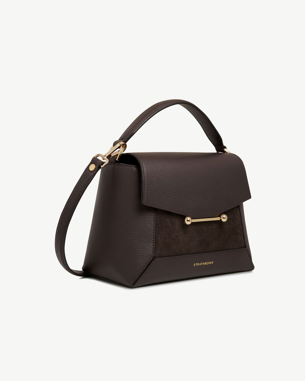 Strathberry Mosaic Bag - Dark Chocolate Suede / Leather