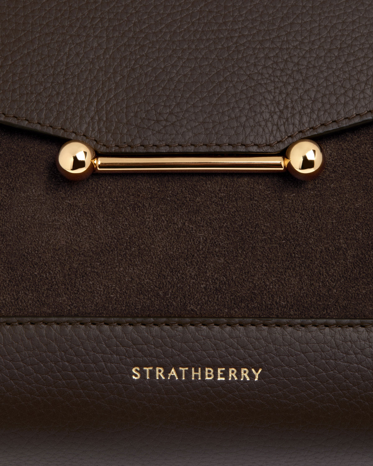 Strathberry Mosaic Bag - Dark Chocolate Suede / Leather