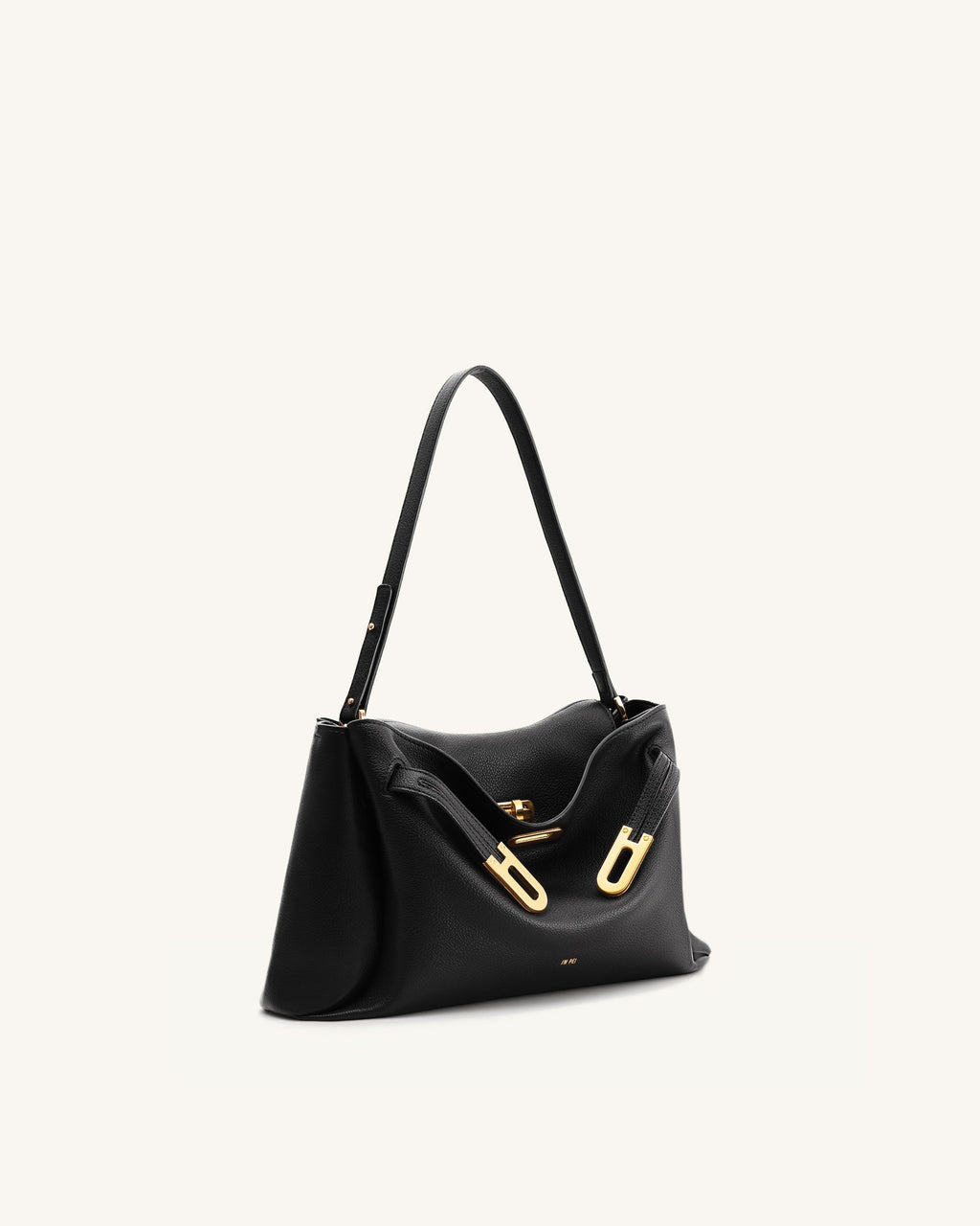 JW Pei Rhea Pebbled Double Buckle Shoulder Bag - Black