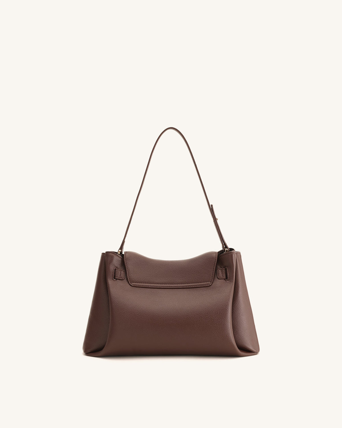 JW Pei Rhea Pebbled Double Buckle Shoulder Bag - Dark Brown