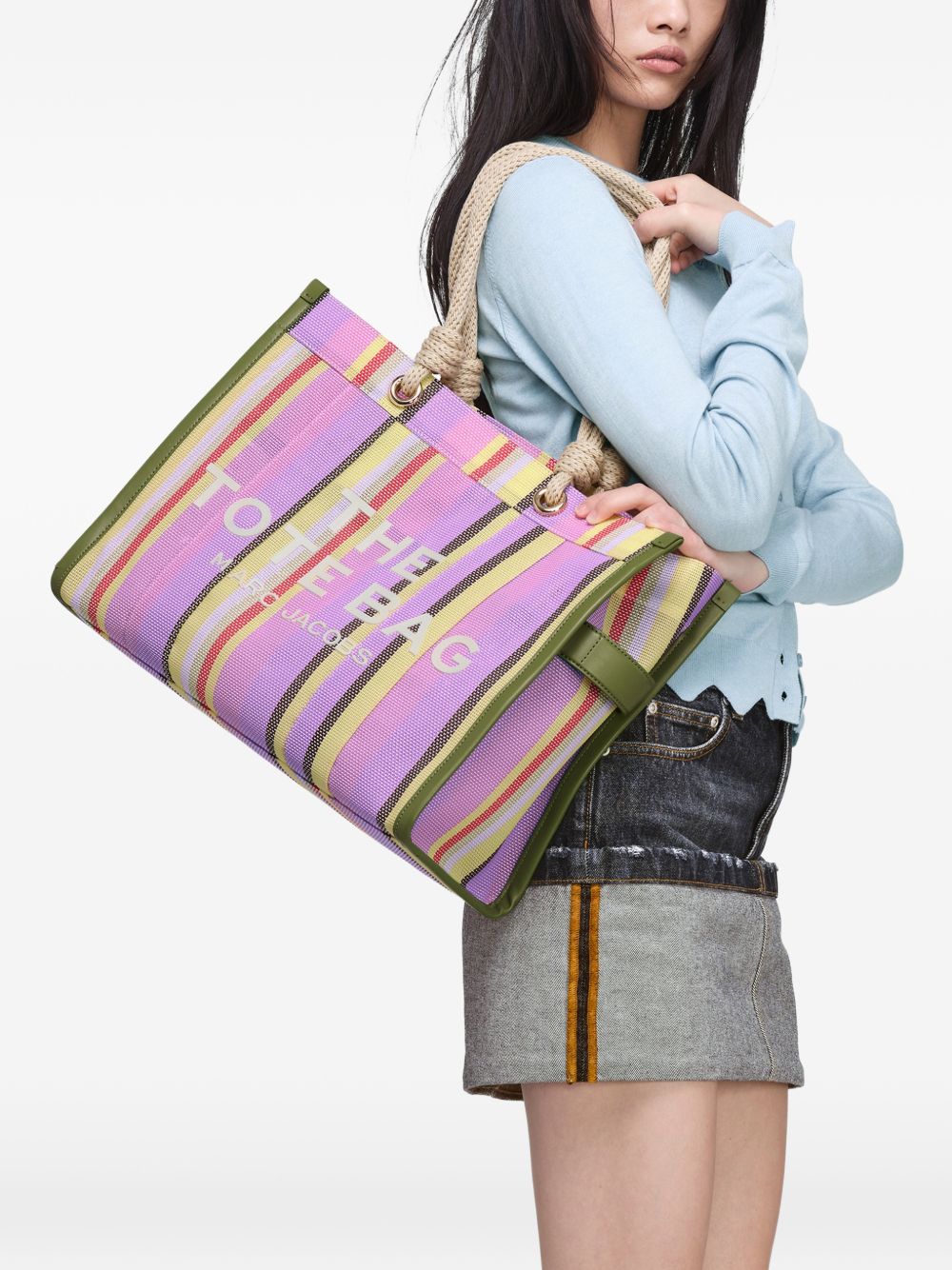 Marc Jacobs The Striped Rope Handle Large Tote Bag - Pink Multicolor