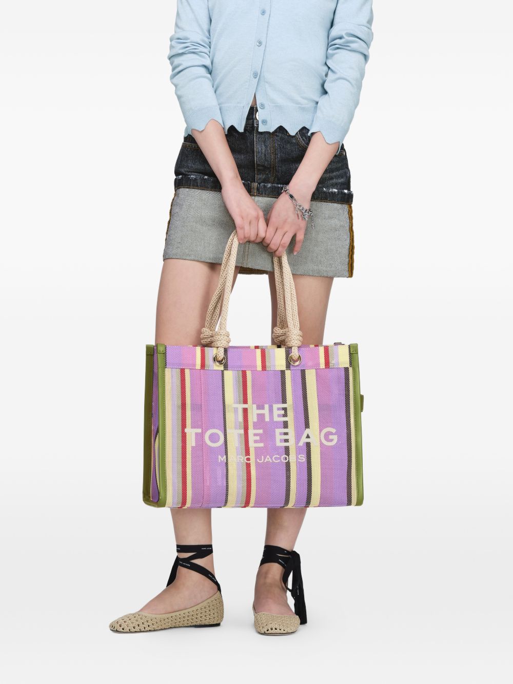 Marc Jacobs The Striped Rope Handle Large Tote Bag - Pink Multicolor