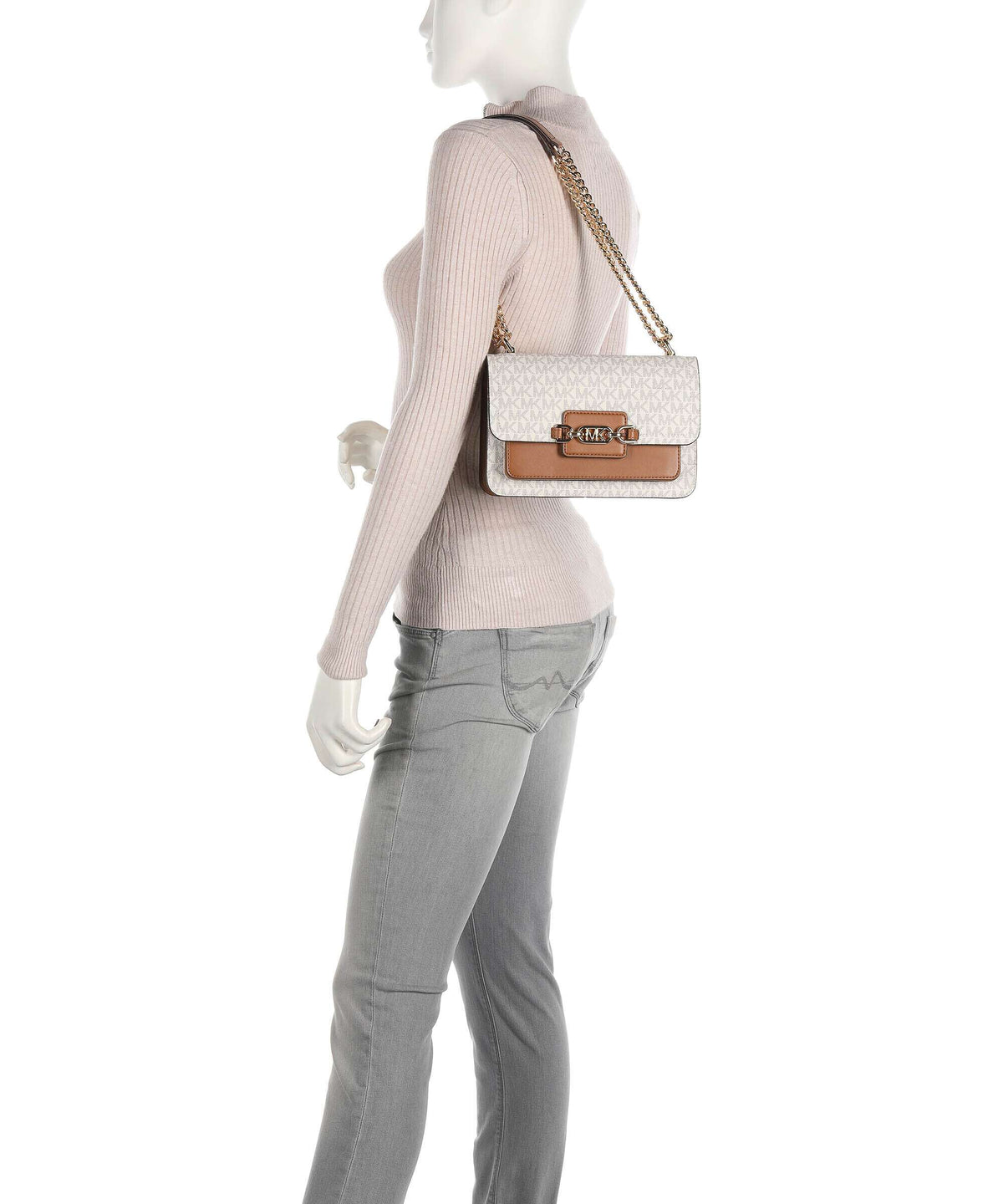 Michael Kors Heather Shoulder Bag - Vanilla / Acorn