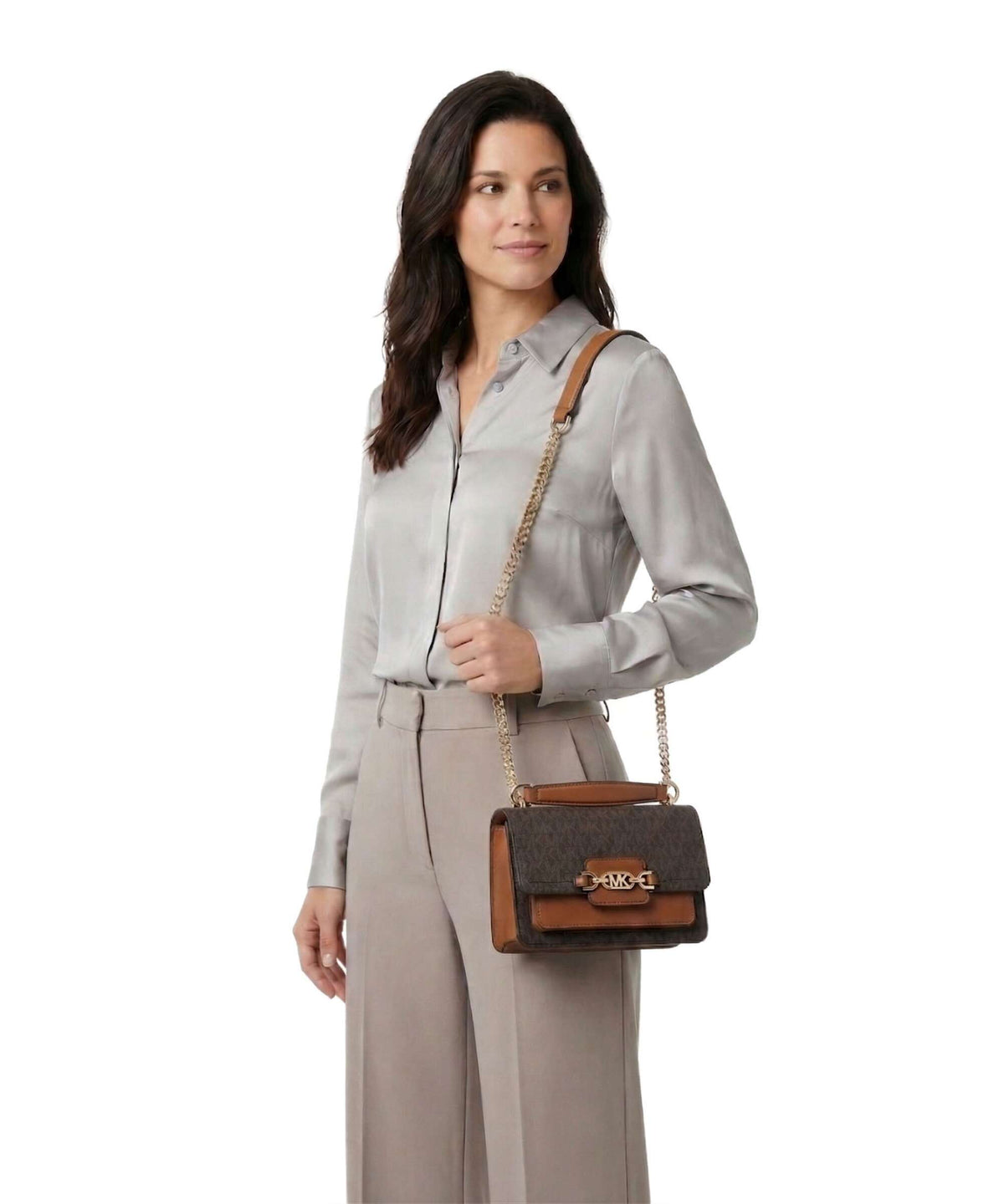 Michael Kors Heather Shoulder Bag - Brown / Acorn