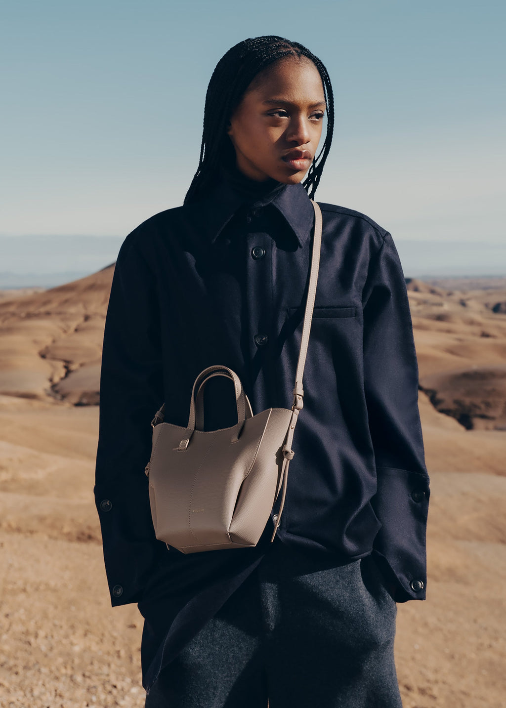 Polène Cyme Tote Nano - Taupe Grainé