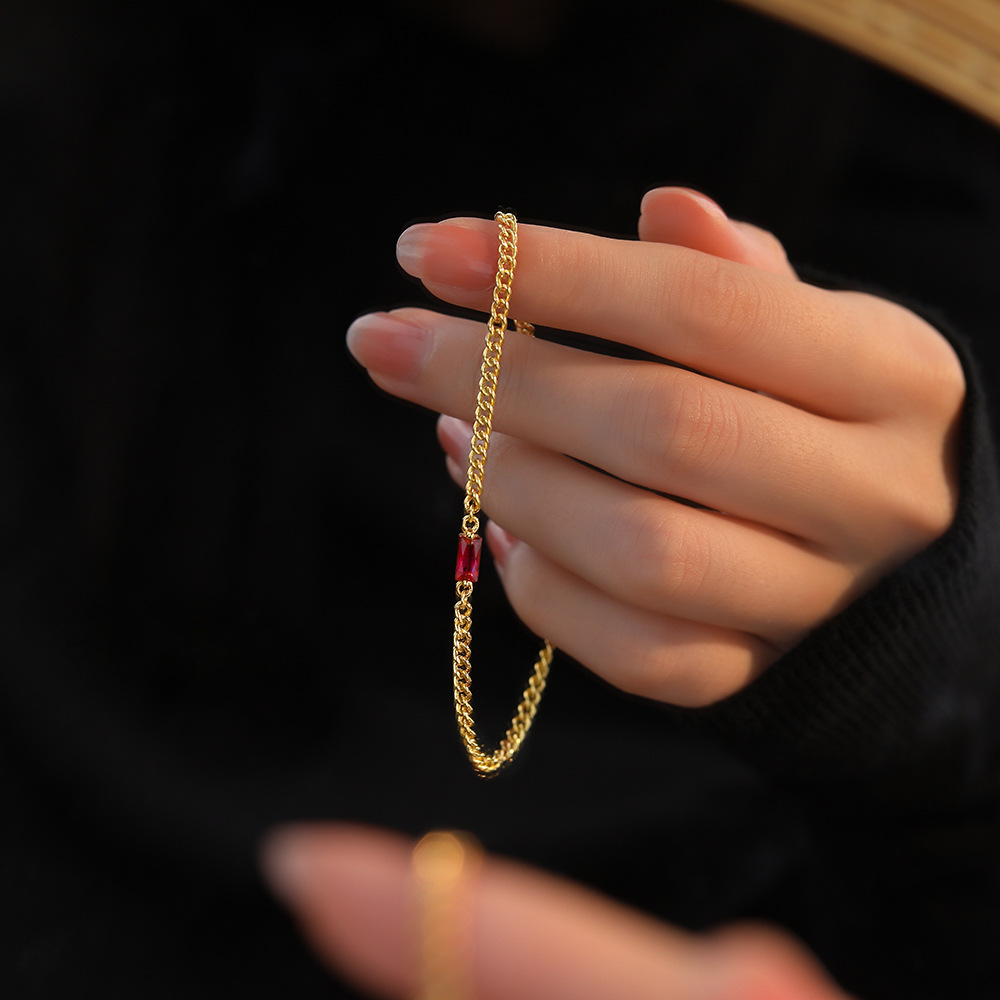 Bracelet Tracy en or avec charm pierre pour femme