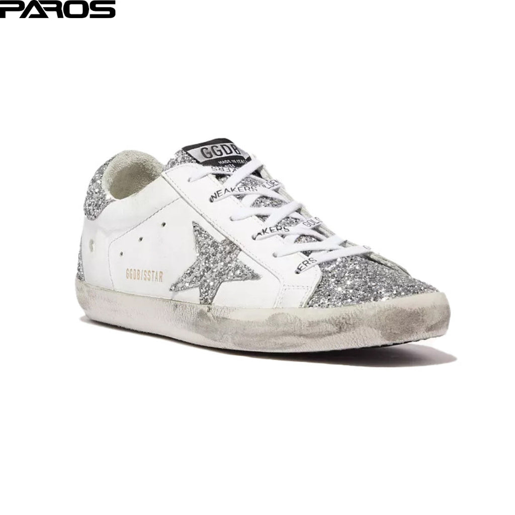 Golden Goose Super-Star - White / Silver Glitter
