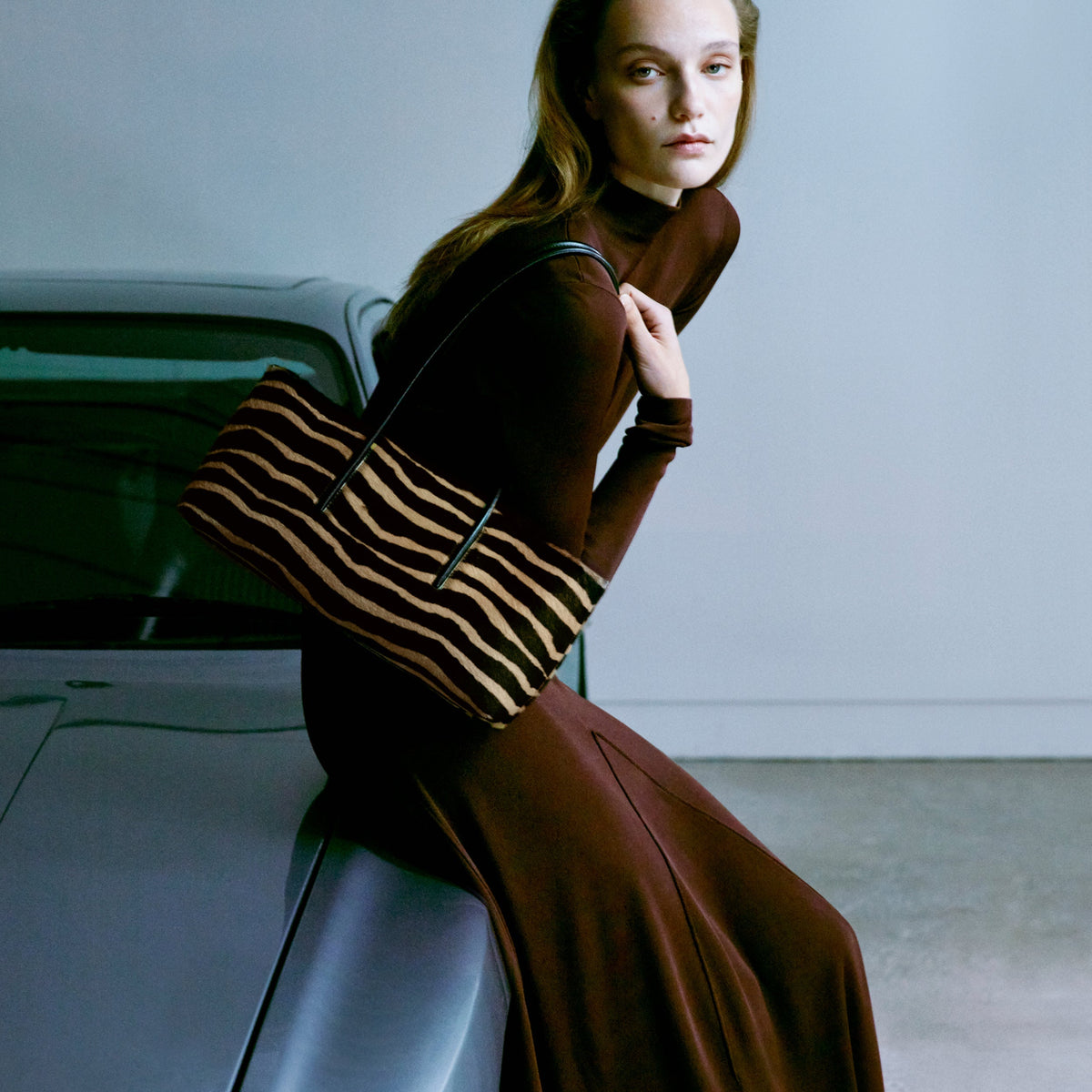 DeMellier The Stockholm Shoulder - Zebra-Effect Hair Calf