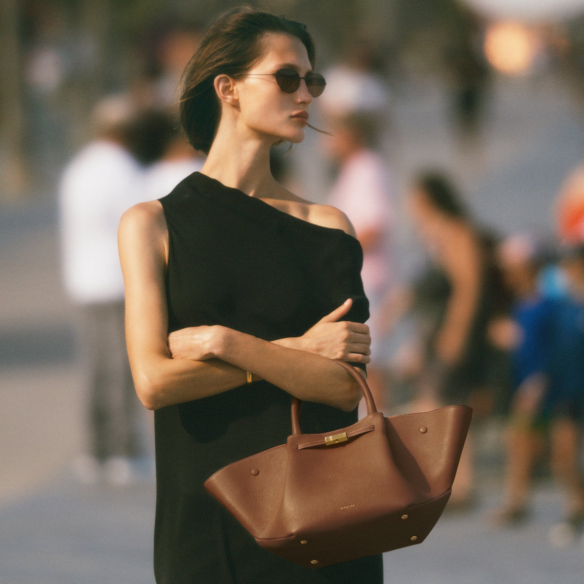 DeMellier The Midi New York - Tan Small Grain / Ecru Stitching
