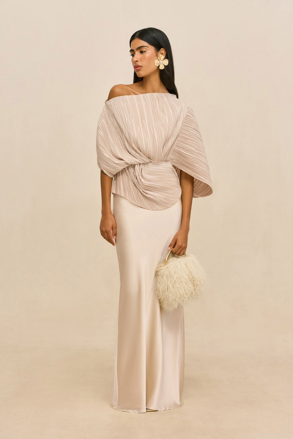 Cult Gaia Solene Mini Bag - Natural Shearling