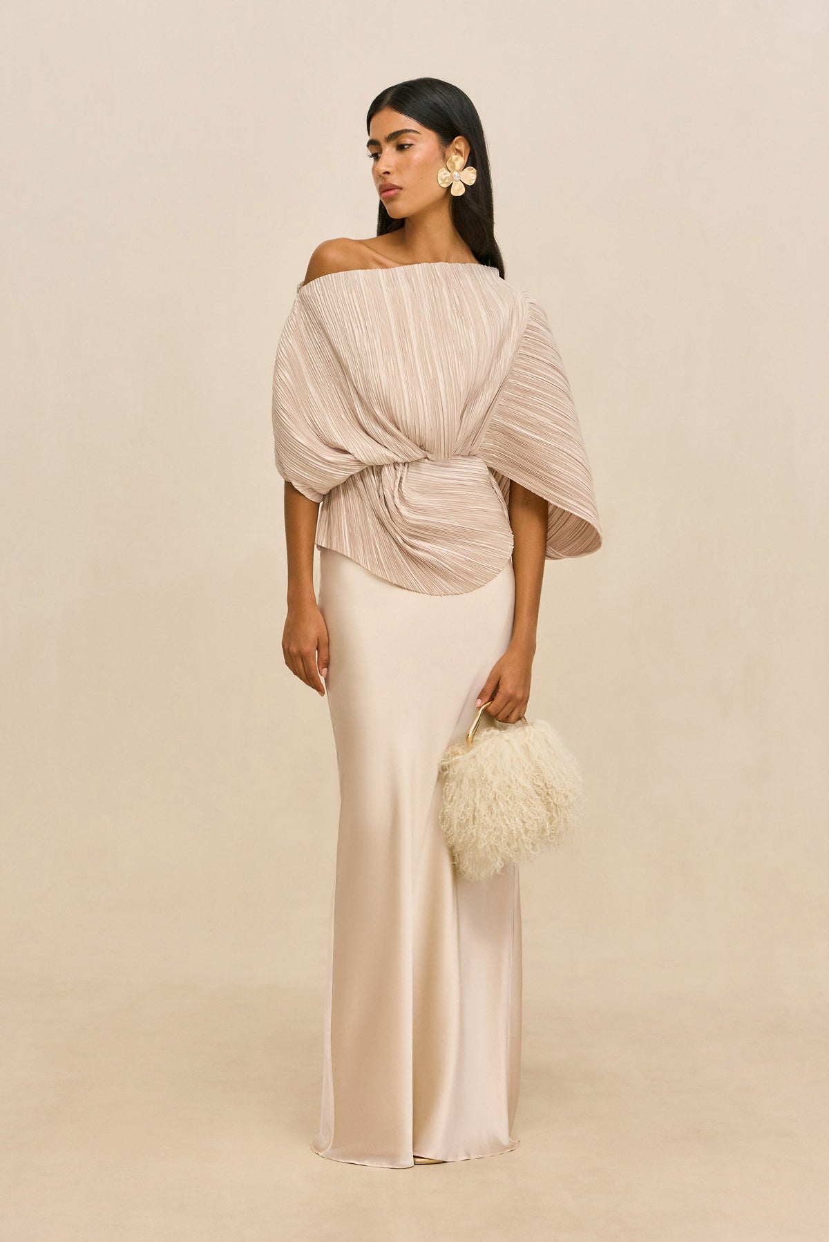 Cult Gaia Solene Mini Bag - Natural Shearling