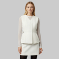 Gilet croisé en cuir vegan avec ceinture