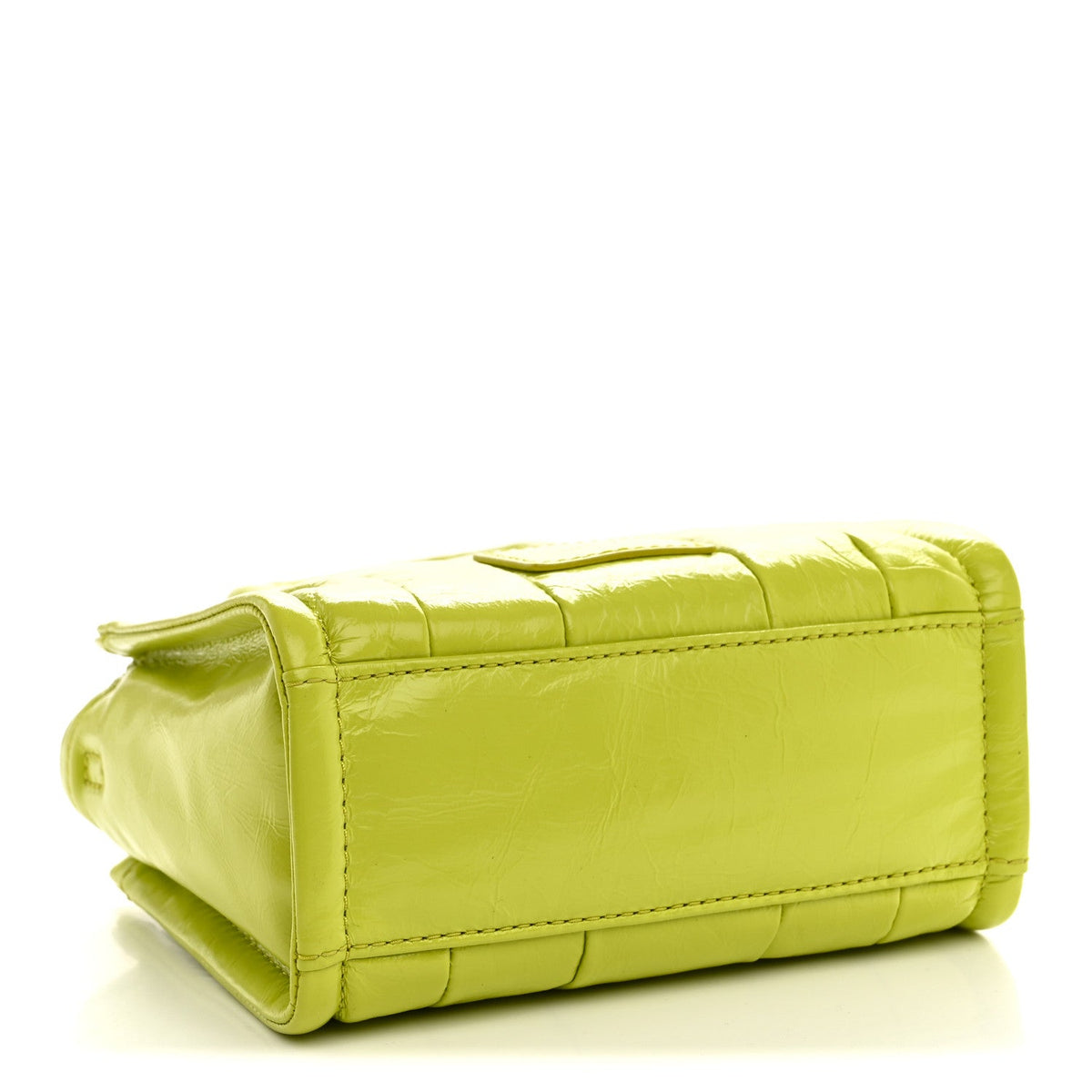 Marc Jacobs The Shiny Crinkled Leather Mini Tote Bag - Acid Lime