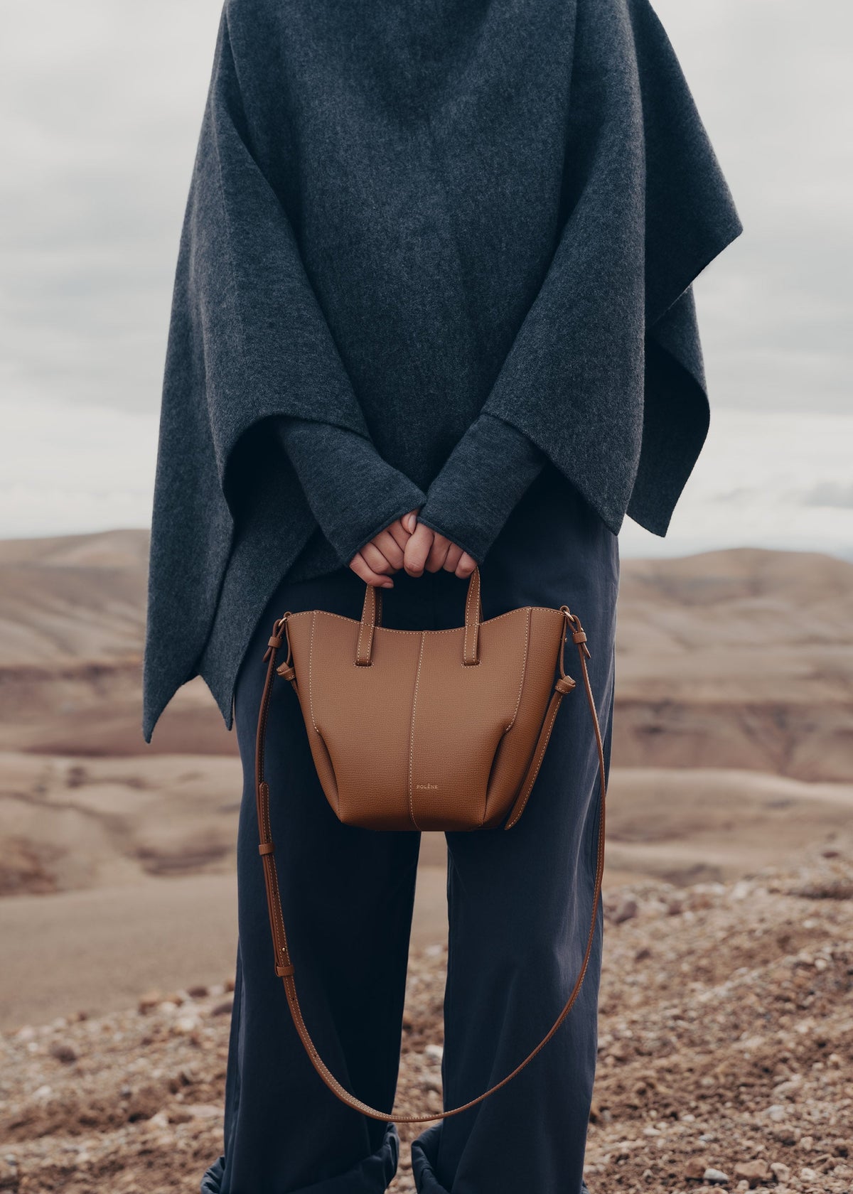Polène Cyme Tote Nano - Camel Grainé