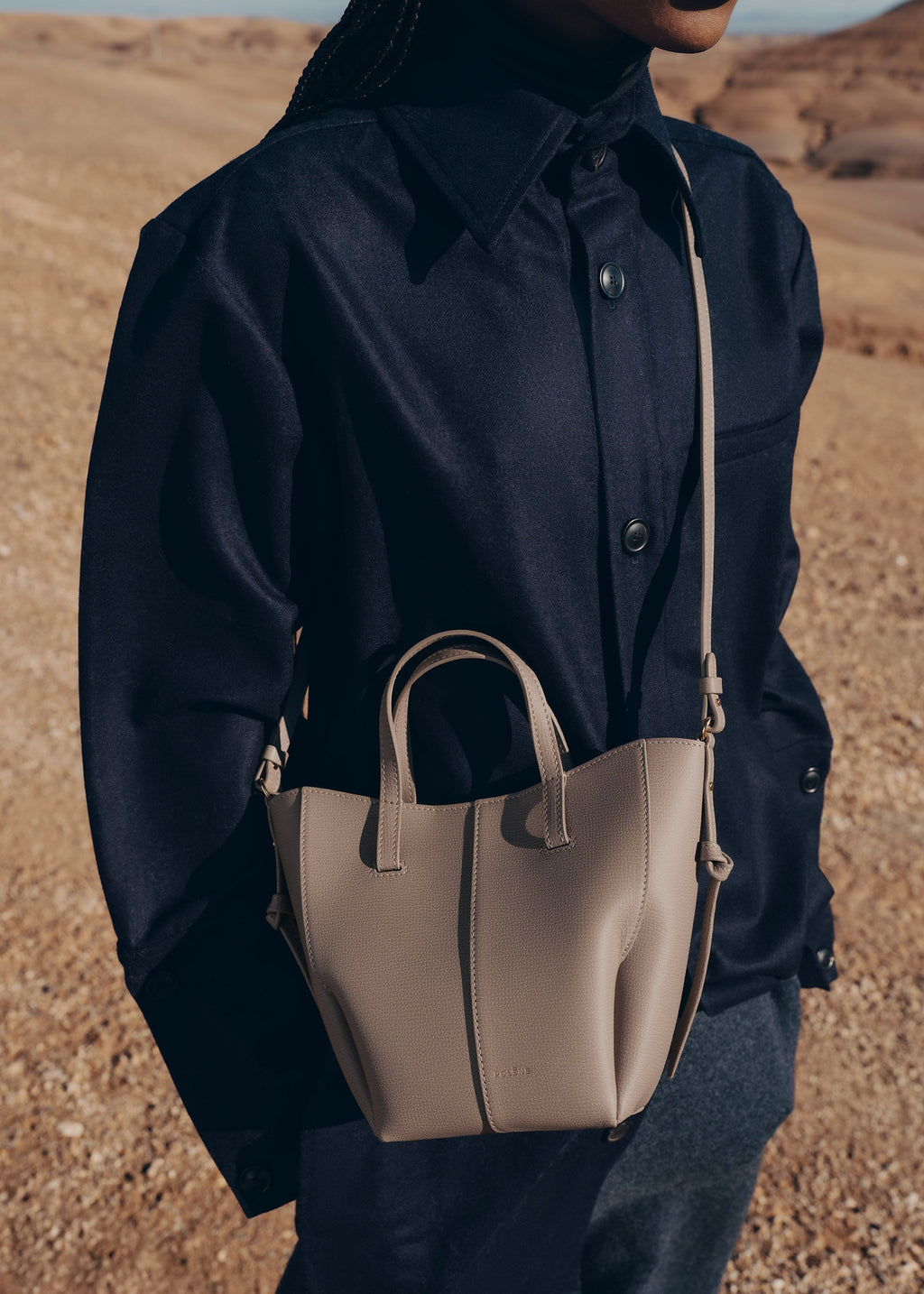 Polène Cyme Tote Nano - Taupe Grainé