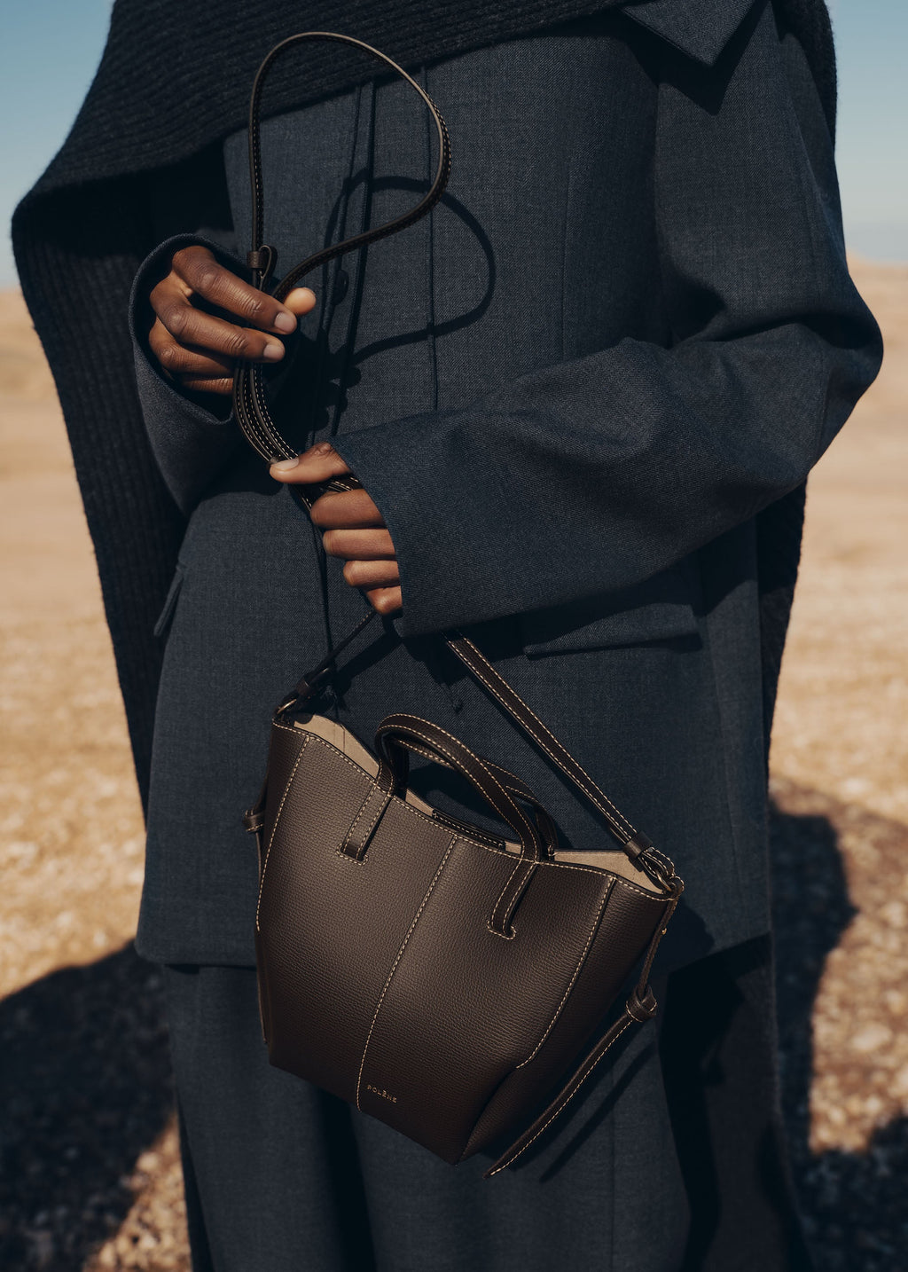 Polène Cyme Tote Nano - Ébène Grainé