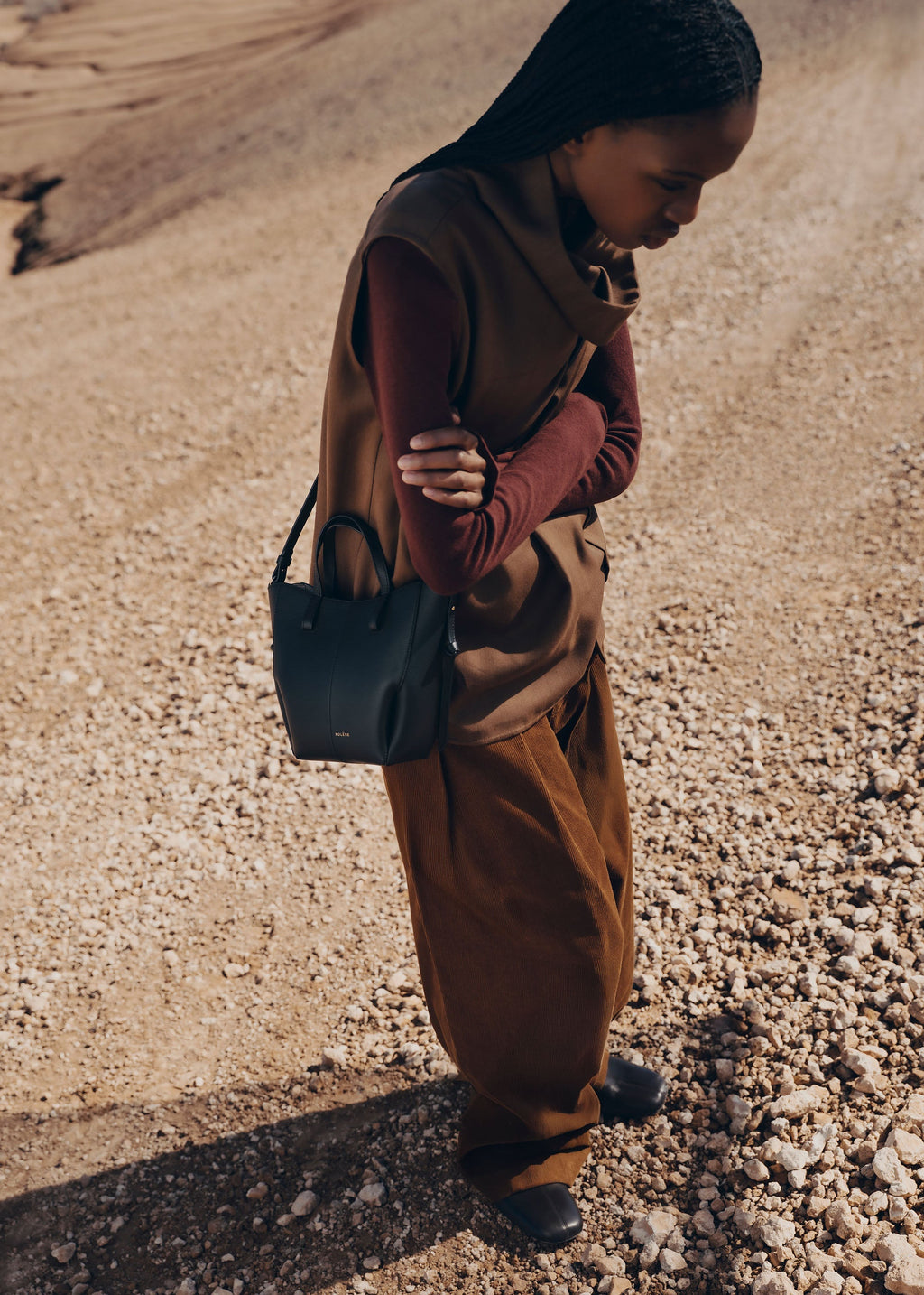 Polène Cyme Tote Nano - Noir Grainé