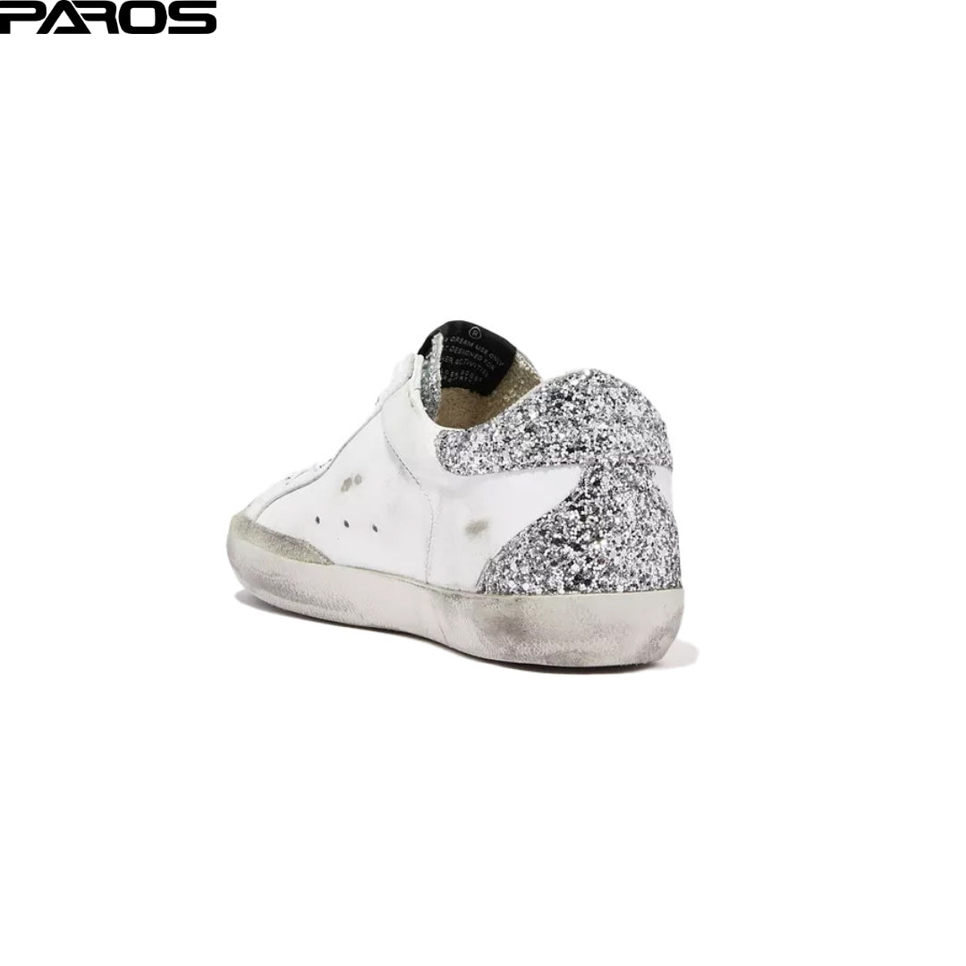 Golden Goose Super-Star - White / Silver Glitter