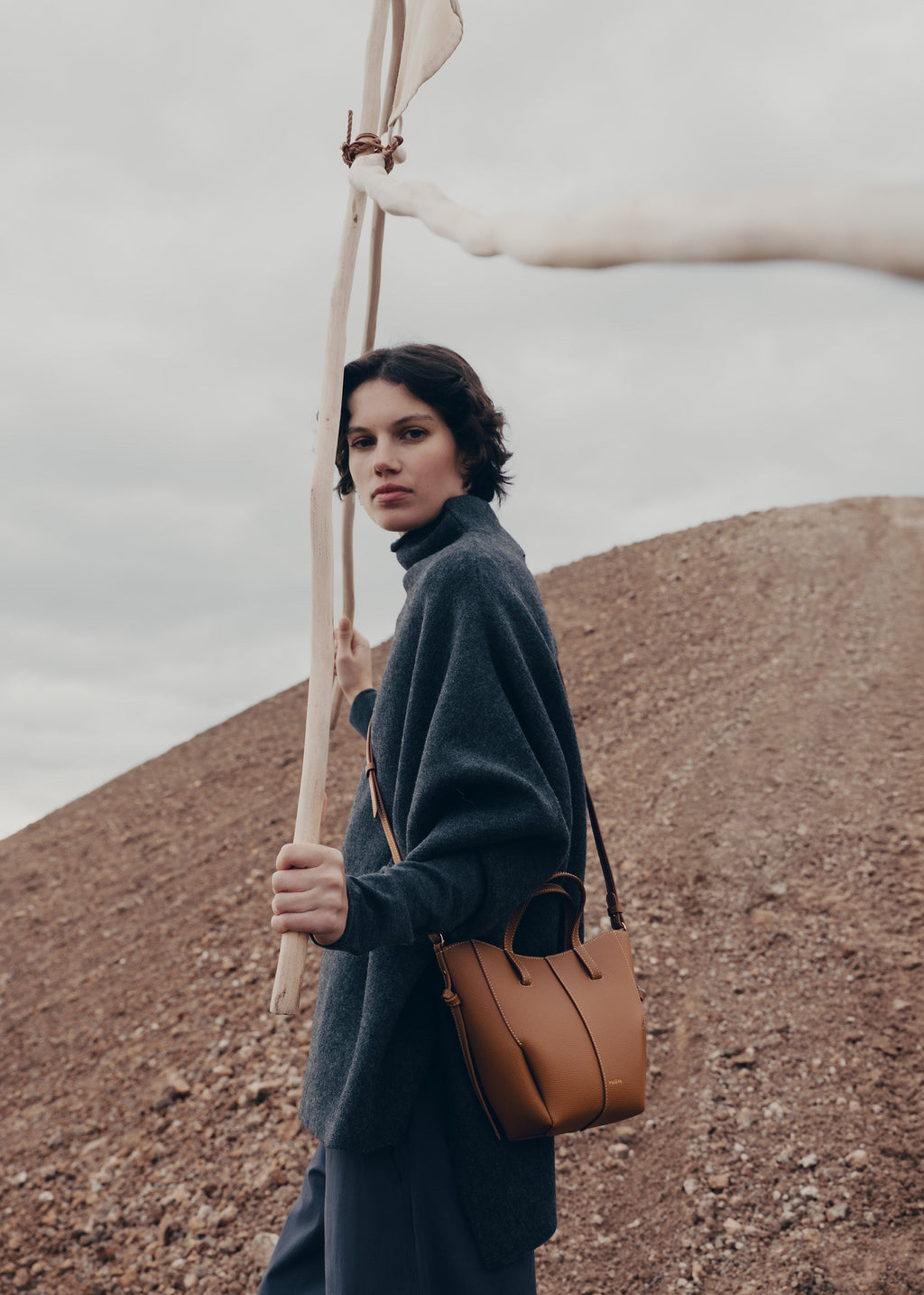 Polène Cyme Tote Nano - Camel Grainé