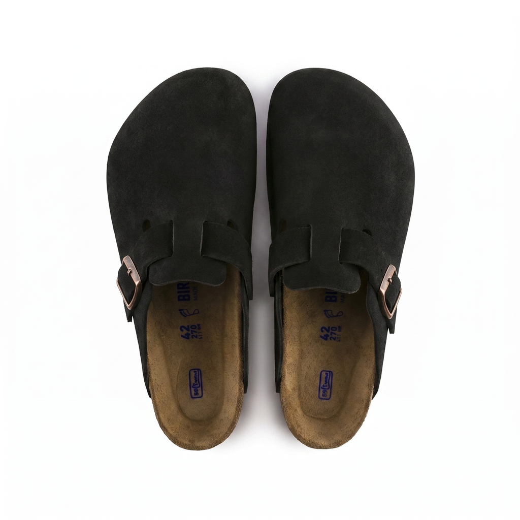 Birkenstock Boston Soft Footbed - Black Suede
