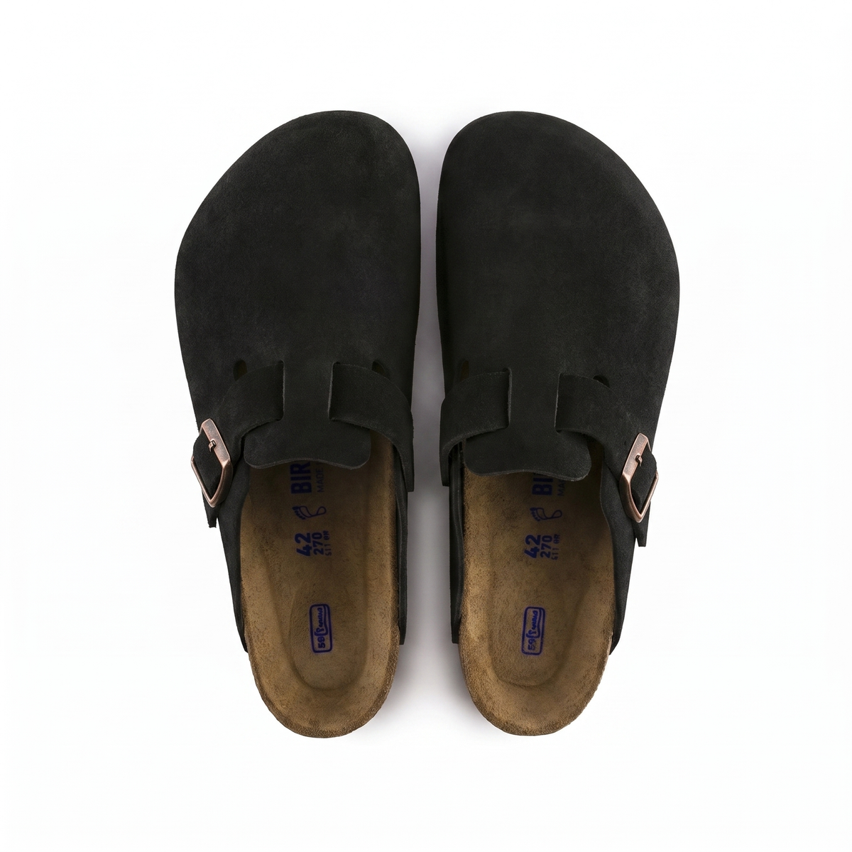 Birkenstock Boston Soft Footbed - Black Suede