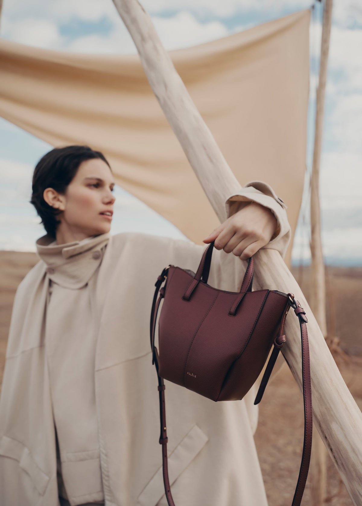 Polène Cyme Tote Nano - Cerise Noire Grainé