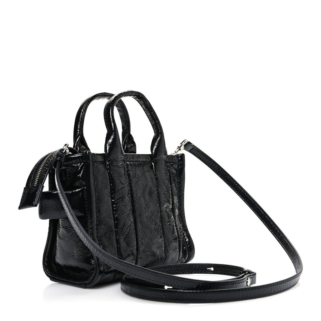 Marc Jacobs The Shiny Crinkled Leather Mini Tote Bag - Black