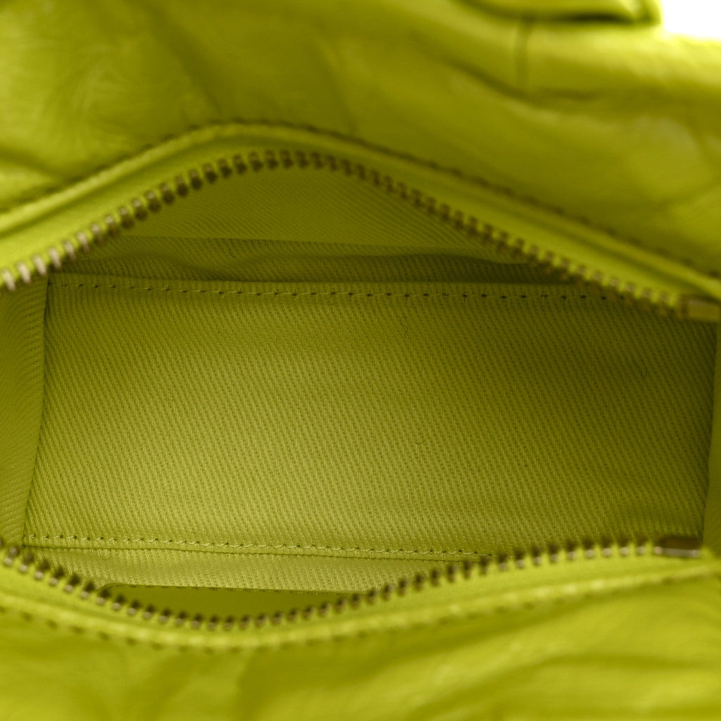Marc Jacobs The Shiny Crinkled Leather Mini Tote Bag - Acid Lime