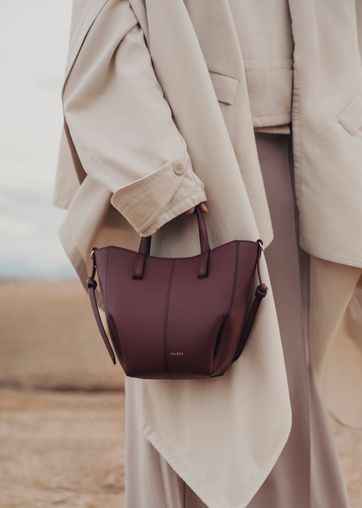 Polène Cyme Tote Nano - Cerise Noire Grainé