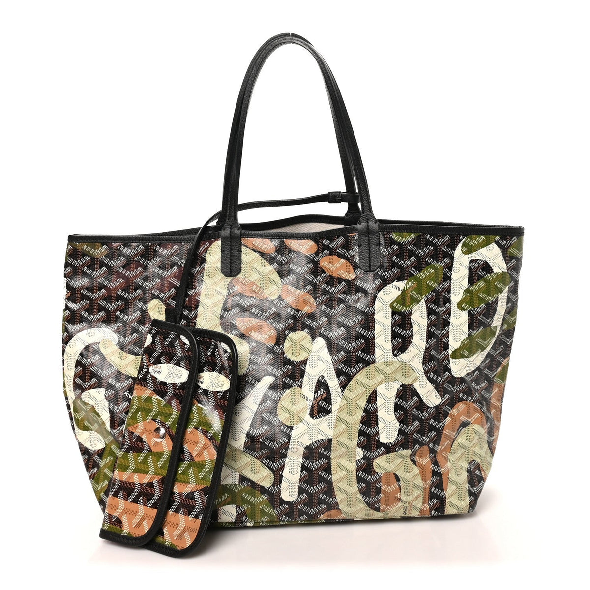 Goyard Saint Louis Lettres Camouflage PM Tote - Black / Green