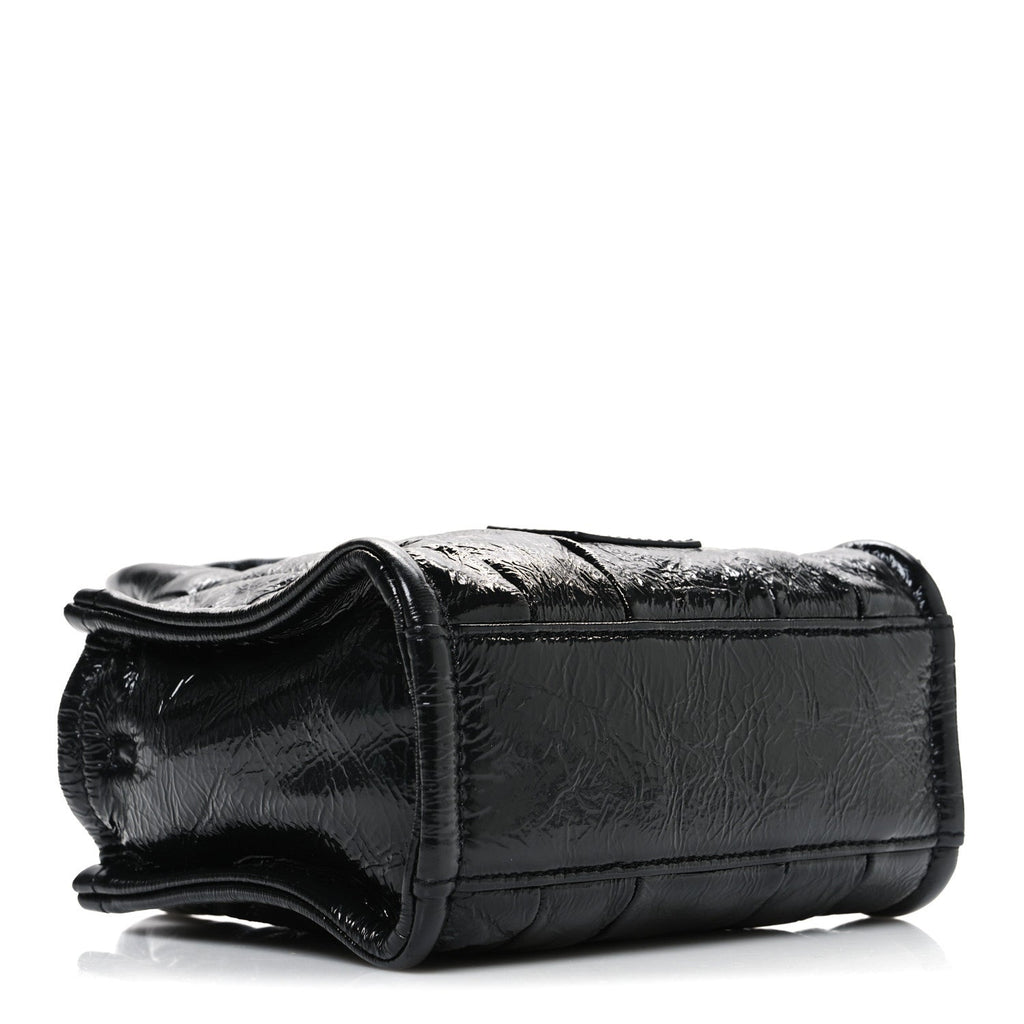 Marc Jacobs The Shiny Crinkled Leather Mini Tote Bag - Black