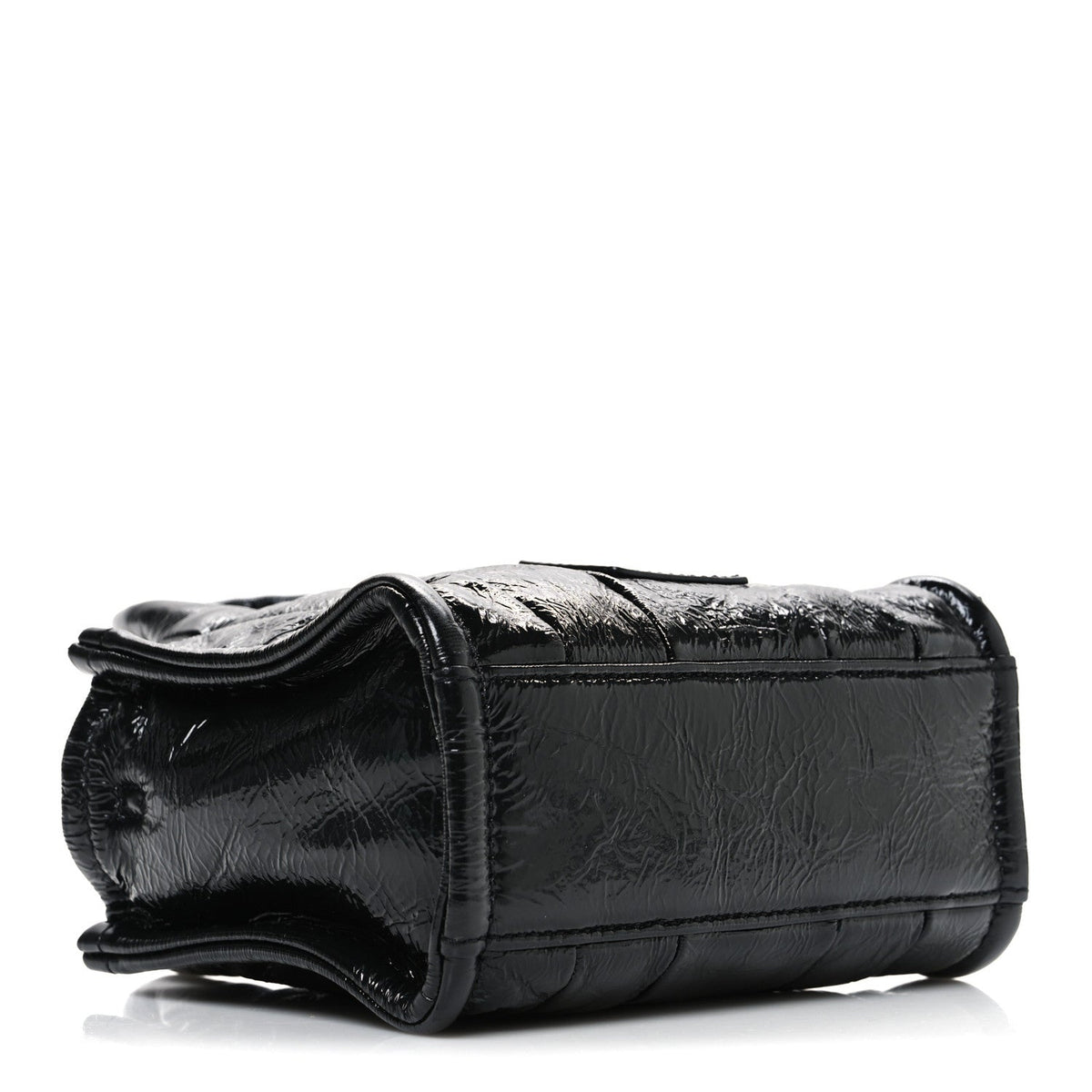 Marc Jacobs The Shiny Crinkled Leather Mini Tote Bag - Black