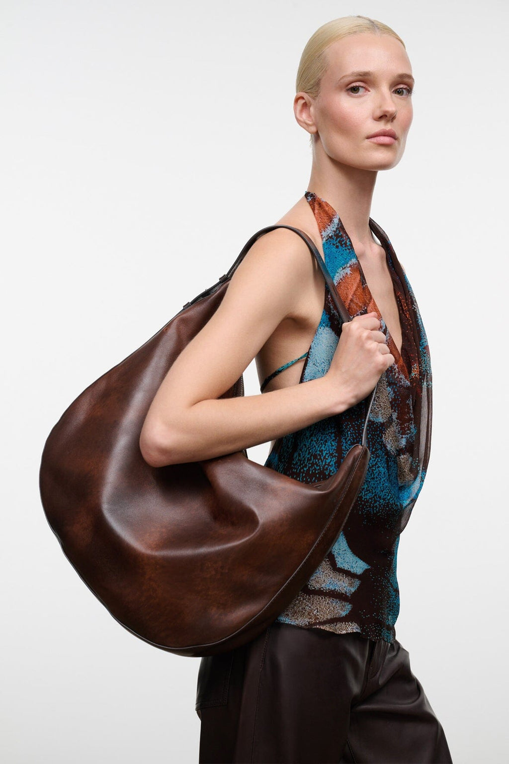 Staud Levi Hobo Bag - Espresso Distressed