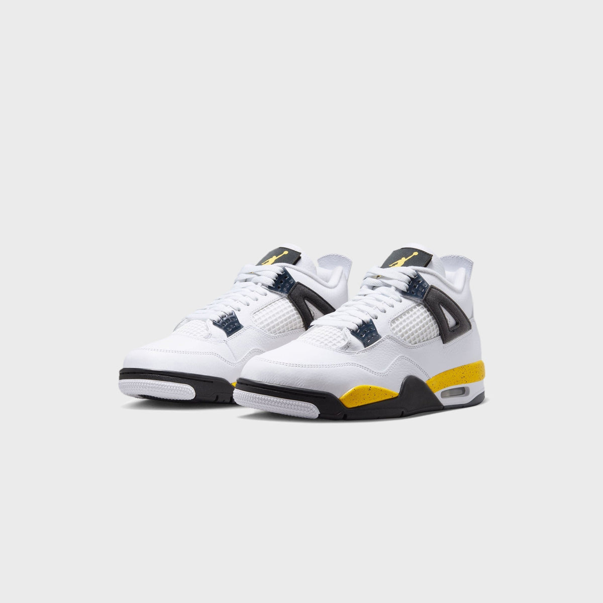 Air Jordan 4 Retro - White / Dark Blue Grey / Black / Tour Yellow