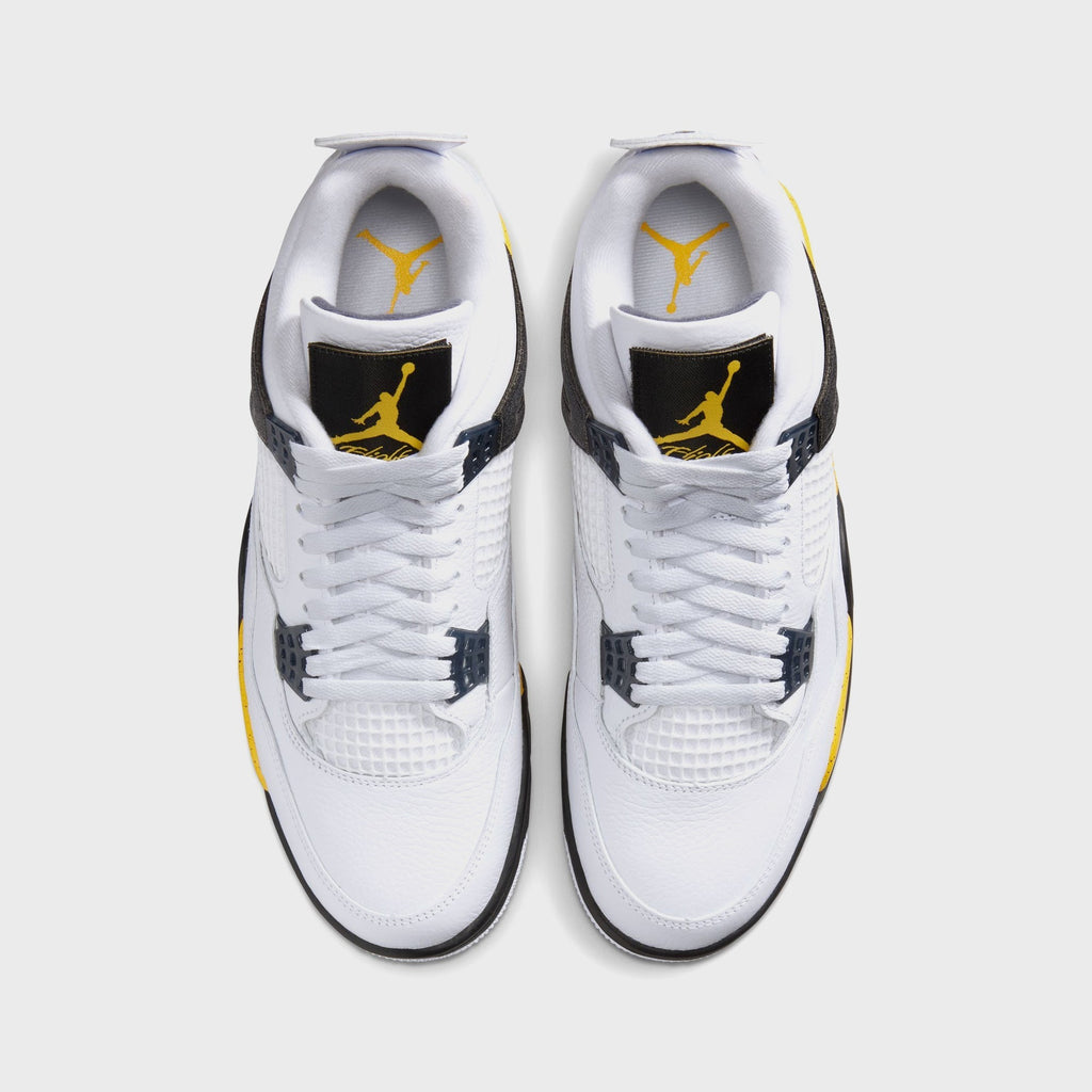 Air Jordan 4 Retro - White / Dark Blue Grey / Black / Tour Yellow