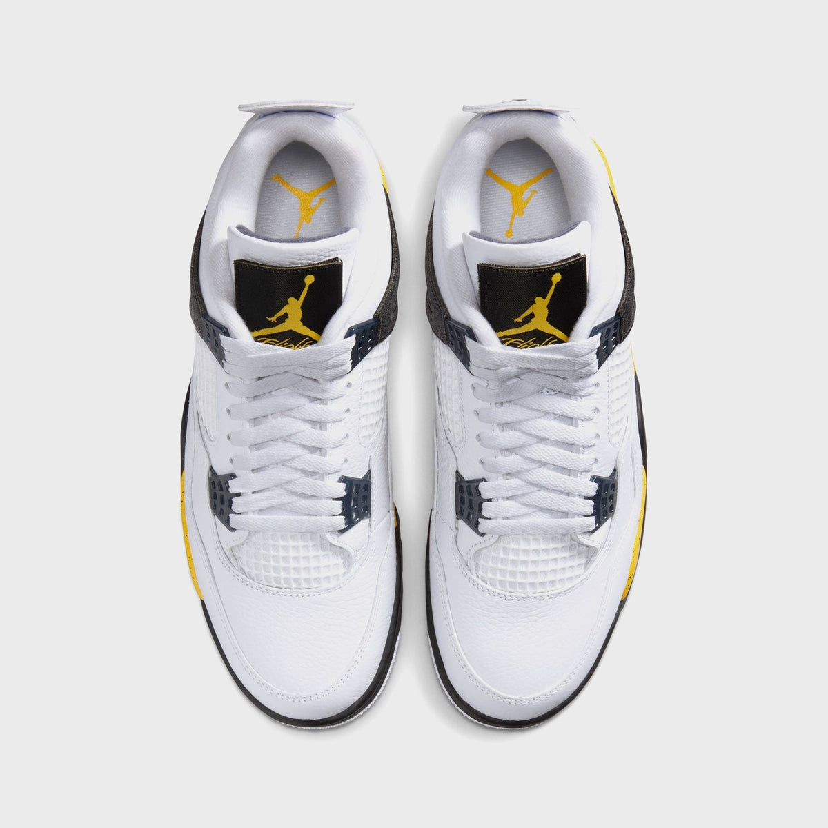 Air Jordan 4 Retro - White / Dark Blue Grey / Black / Tour Yellow
