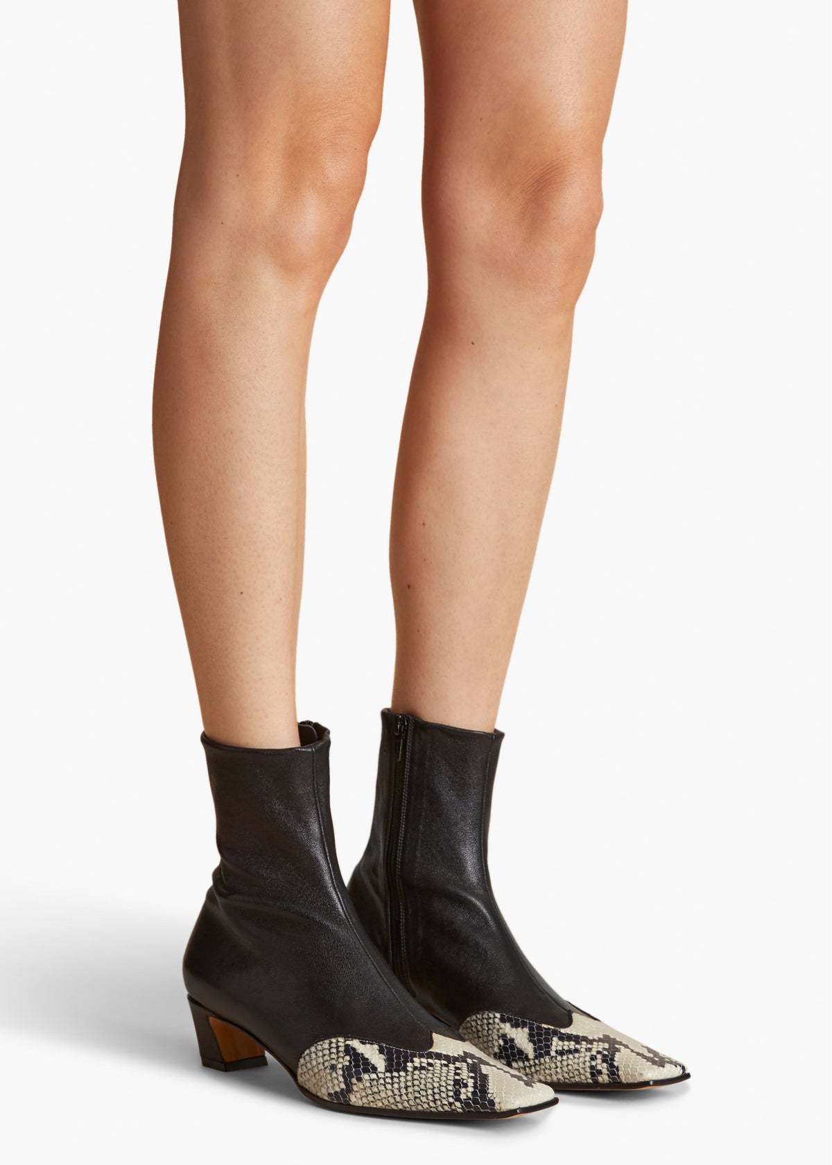 Khaite Nevada Stretch Low Boot - Black Python-Embossed