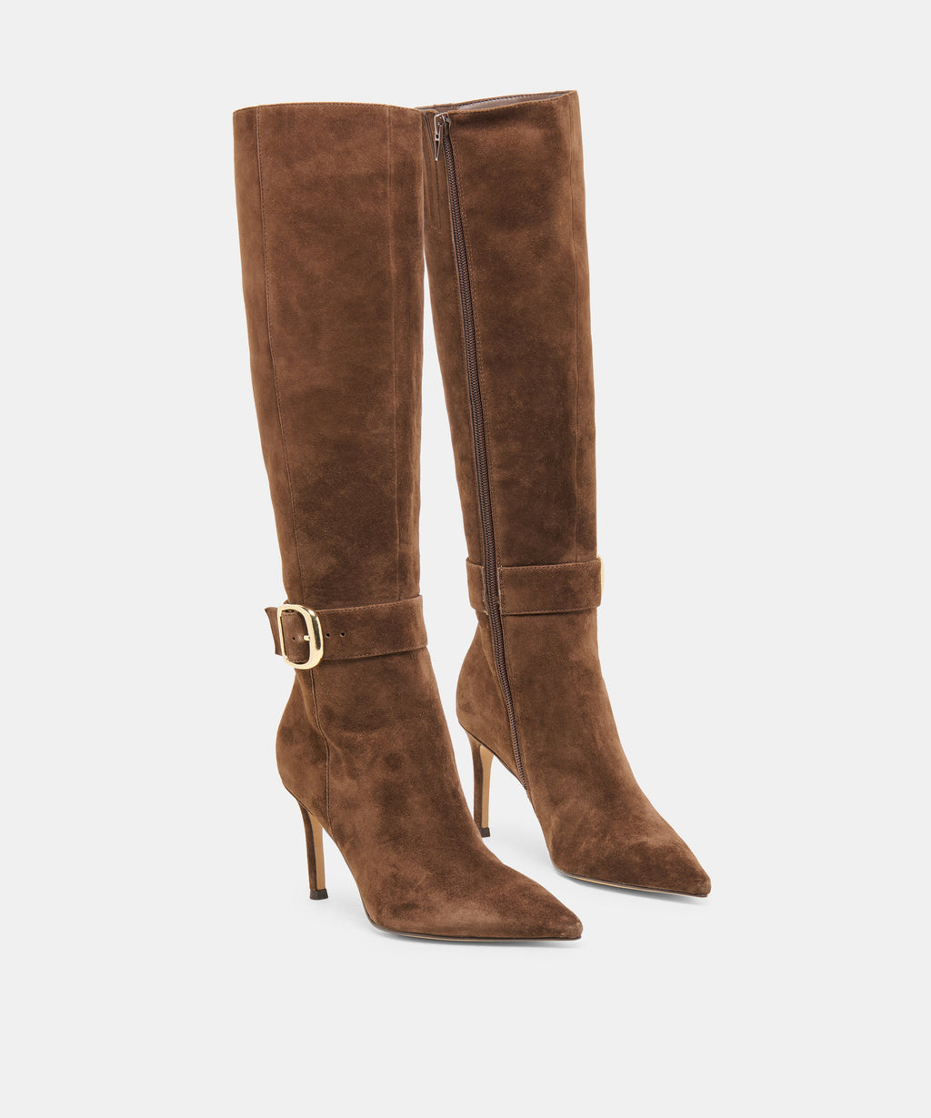 Dolce Vita Kinzy Narrow Calf Boots - Dark Brown Suede
