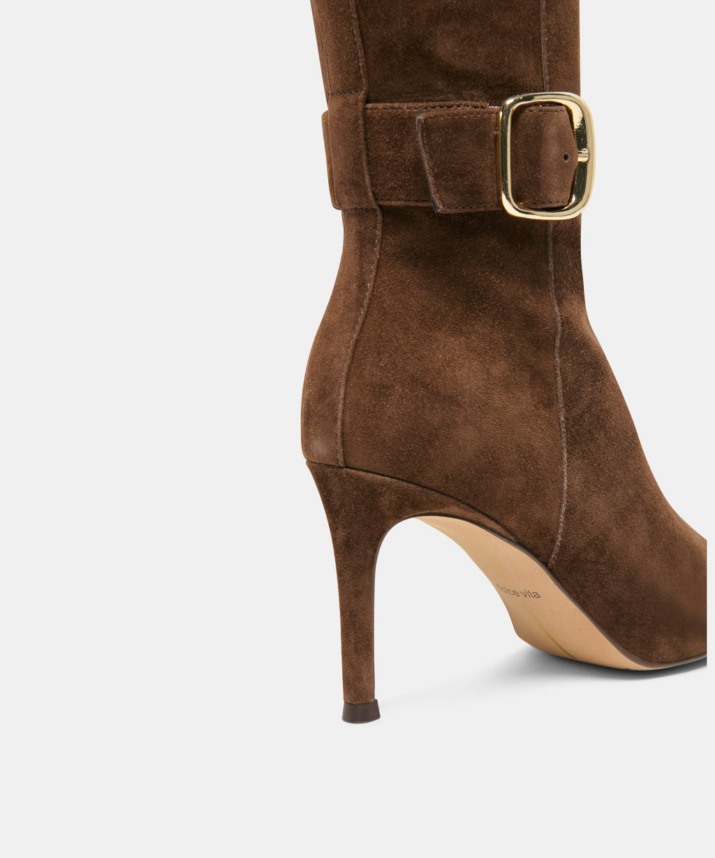Dolce Vita Kinzy Narrow Calf Boots - Dark Brown Suede