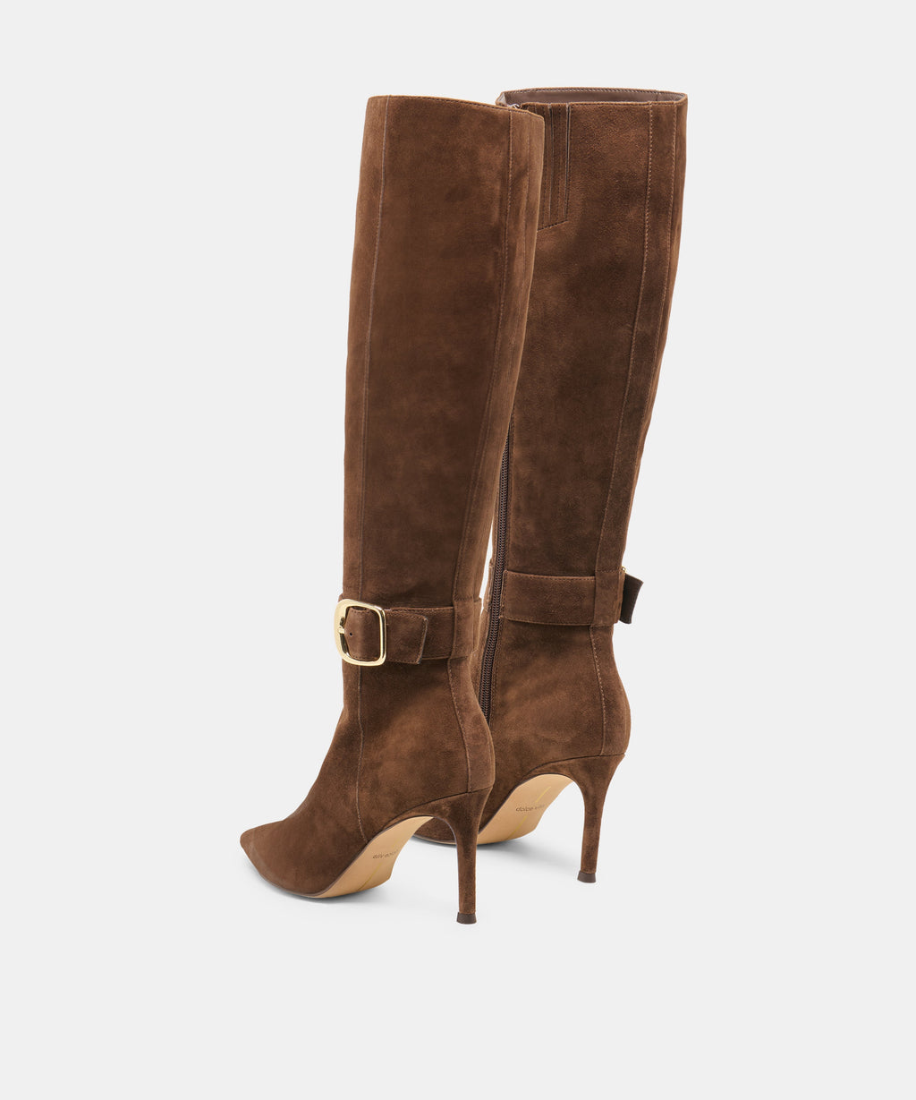 Dolce Vita Kinzy Narrow Calf Boots - Dark Brown Suede