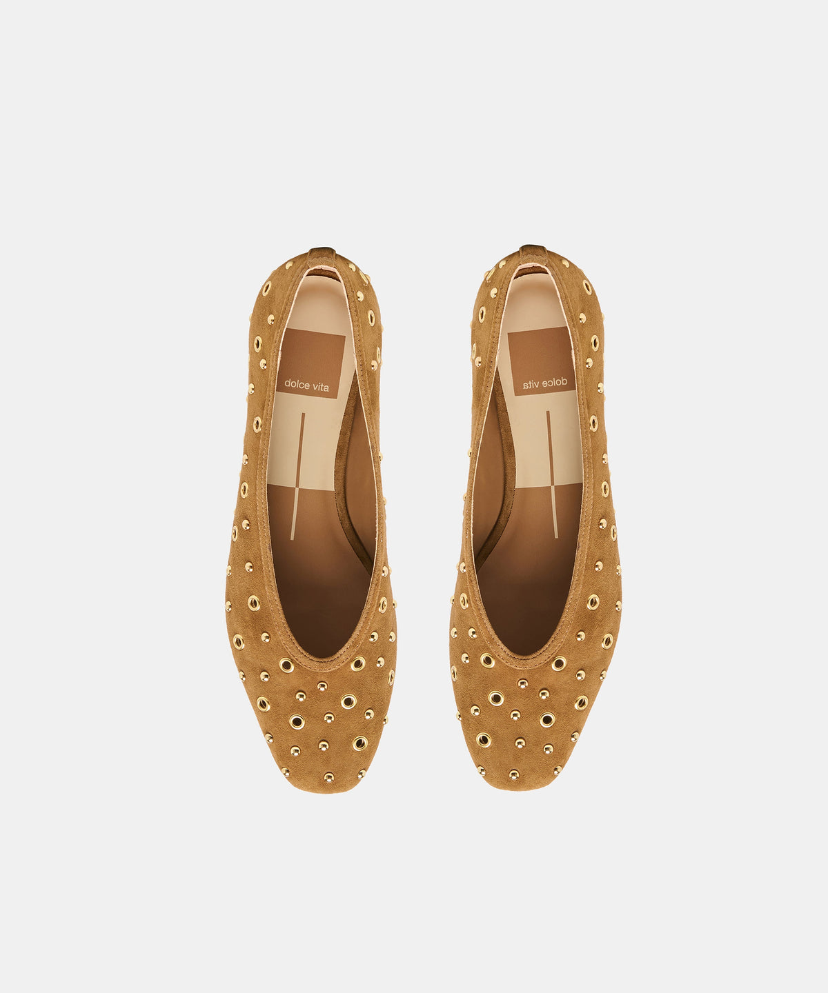 Dolce Vita Caret Stud Ballet Flats - Light Brown Suede