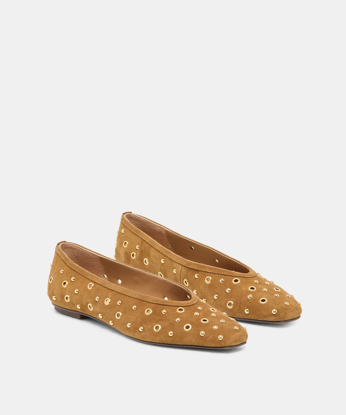 Dolce Vita Caret Stud Ballet Flats - Light Brown Suede