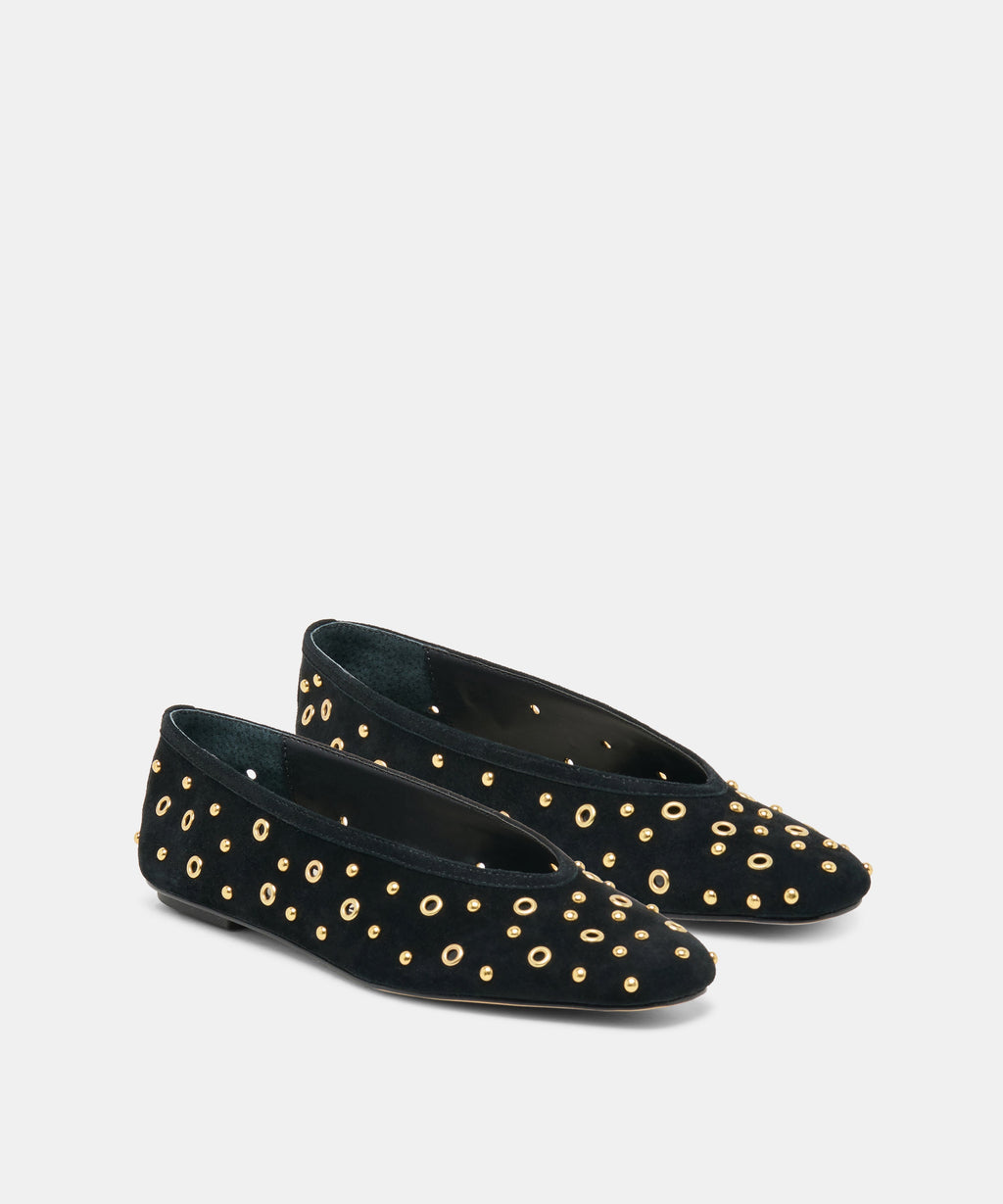 Dolce Vita Caret Stud Ballet Flats - Onyx Suede