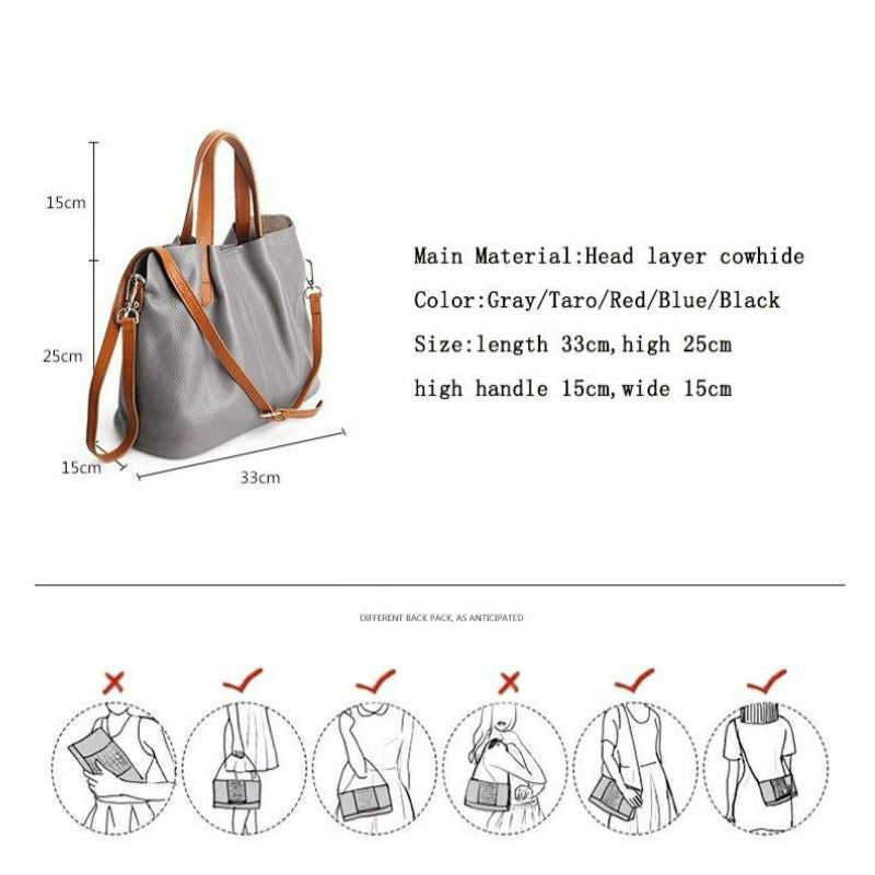 Alana | Sacs à main en cuir véritable Sac à main femme en cuir de vachette grain litchi