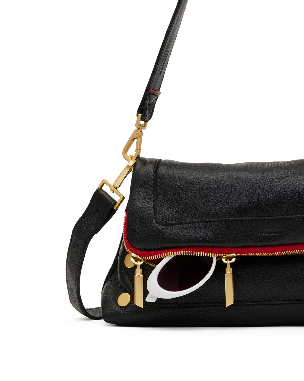 Hammitt Beverly Medium - Black / Brushed Gold Red Zip