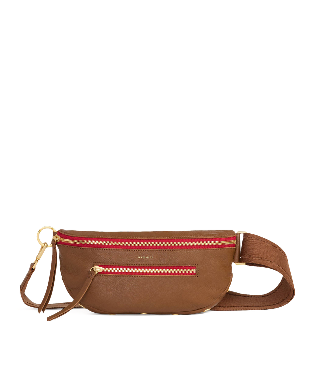 Hammitt Charles Crossbody Medium - Mahogany Pebble / Brushed Gold Red Zip