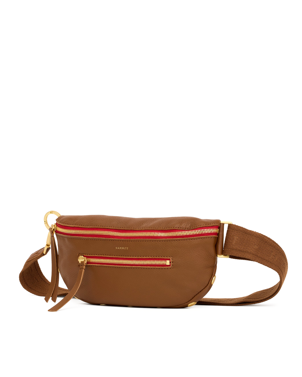 Hammitt Charles Crossbody Medium - Mahogany Pebble / Brushed Gold Red Zip